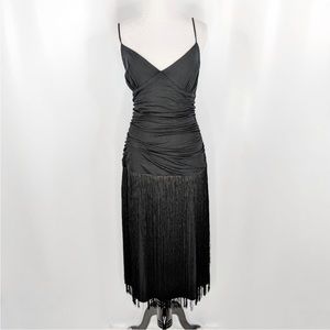 BETSEY JOHNSON Black Fringe Flapper-Style Dress